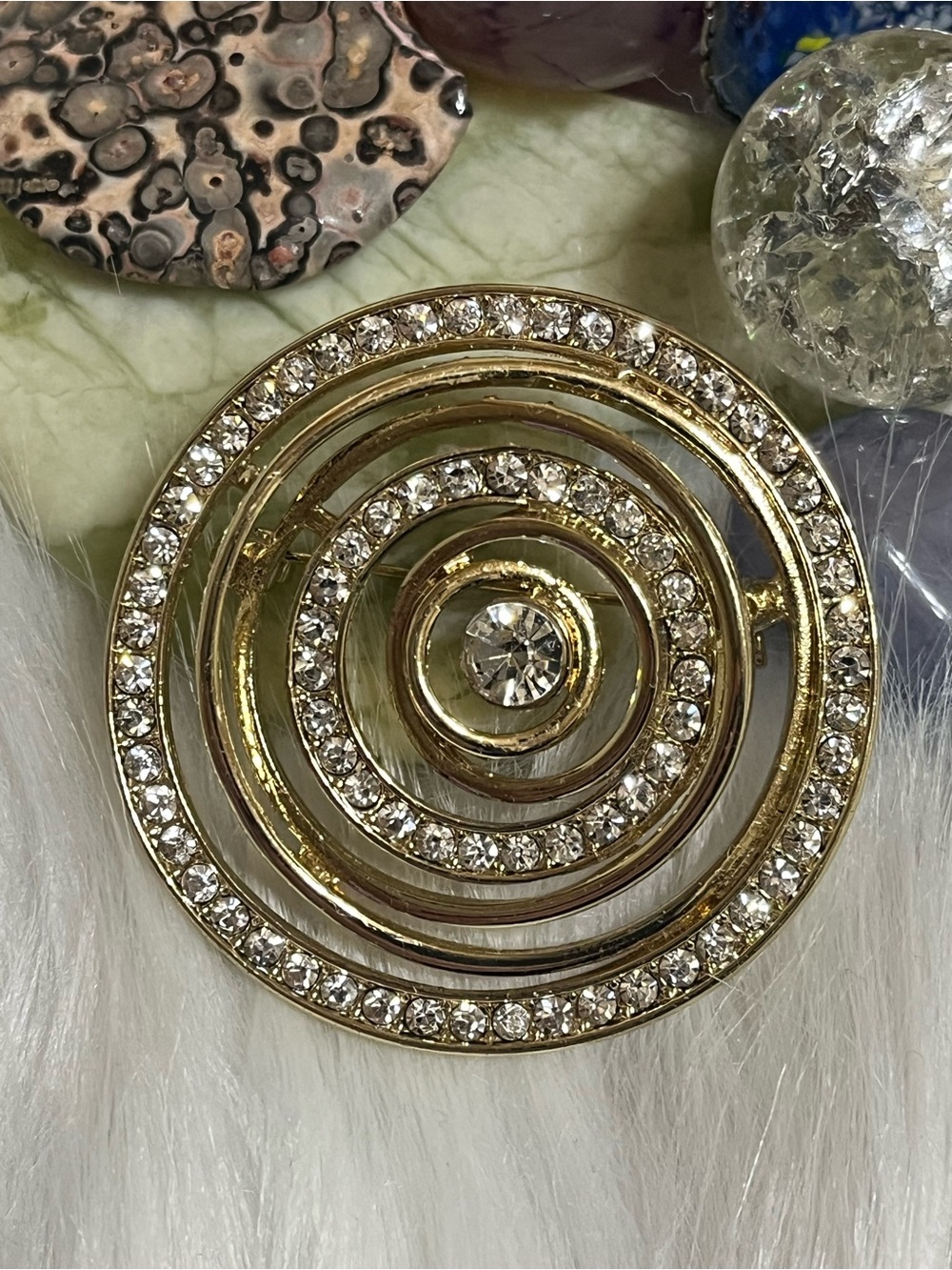 Swirl Rhinestone Brooch